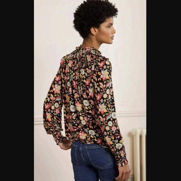 Boden Smocked Neck Jersey Top - Picture 4 of 9